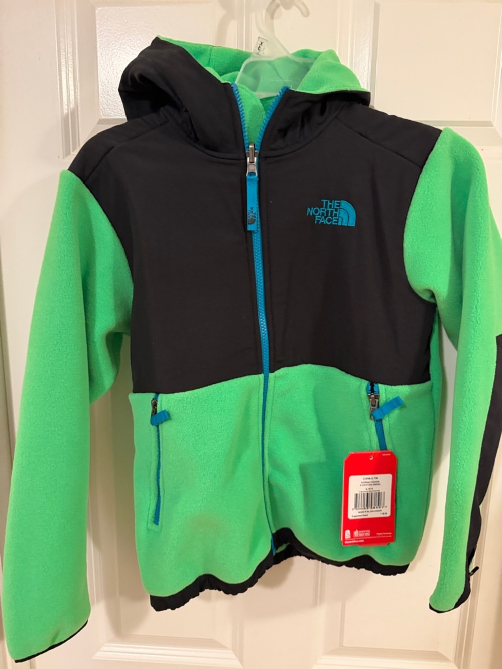 The North Face Kids' Green and Black Hooded Fleece Jacket